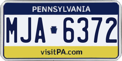 PA license plate MJA6372