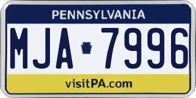 PA license plate MJA7996
