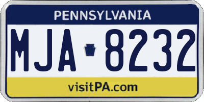 PA license plate MJA8232