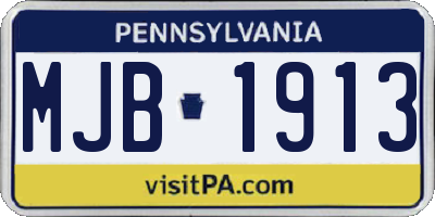 PA license plate MJB1913