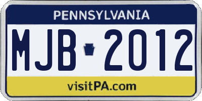 PA license plate MJB2012