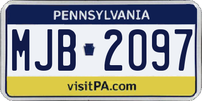 PA license plate MJB2097