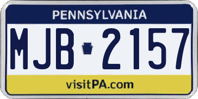 PA license plate MJB2157