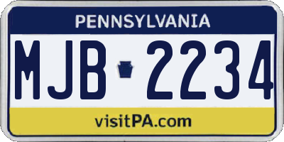 PA license plate MJB2234