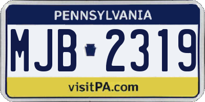 PA license plate MJB2319
