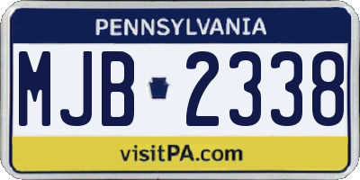 PA license plate MJB2338