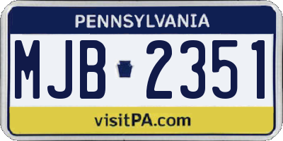 PA license plate MJB2351