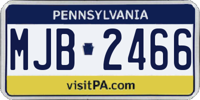 PA license plate MJB2466