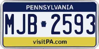 PA license plate MJB2593