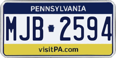 PA license plate MJB2594