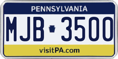 PA license plate MJB3500