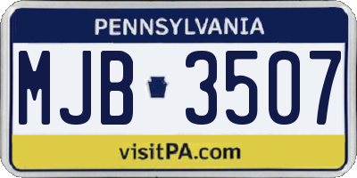PA license plate MJB3507