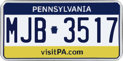 PA license plate MJB3517