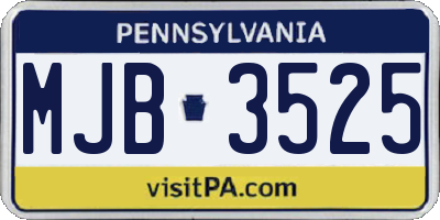 PA license plate MJB3525