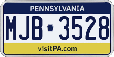 PA license plate MJB3528