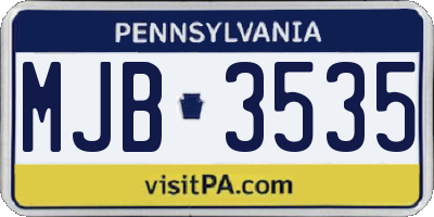 PA license plate MJB3535
