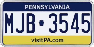 PA license plate MJB3545