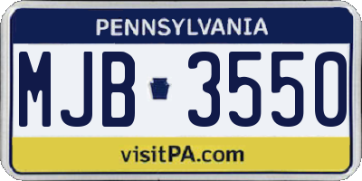 PA license plate MJB3550