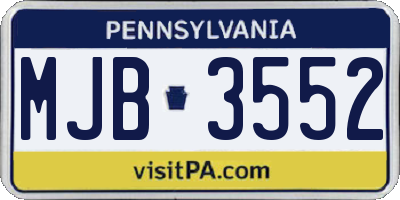 PA license plate MJB3552