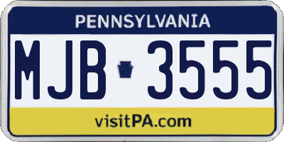 PA license plate MJB3555