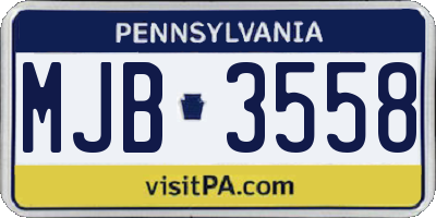 PA license plate MJB3558