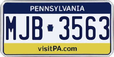 PA license plate MJB3563