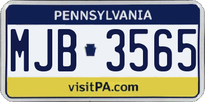 PA license plate MJB3565