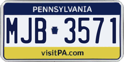 PA license plate MJB3571