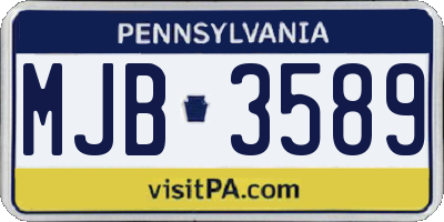 PA license plate MJB3589