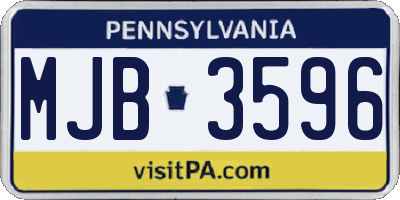 PA license plate MJB3596