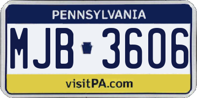 PA license plate MJB3606