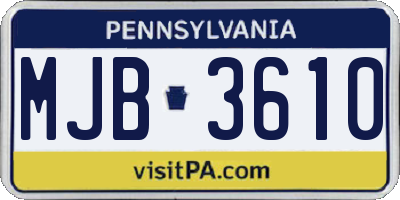 PA license plate MJB3610