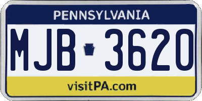 PA license plate MJB3620