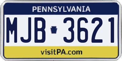 PA license plate MJB3621