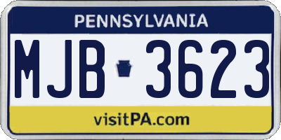 PA license plate MJB3623