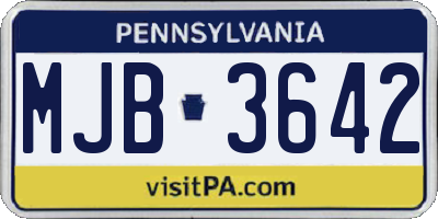 PA license plate MJB3642