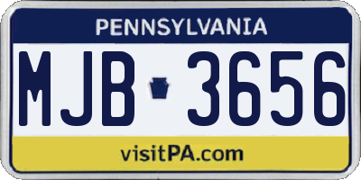 PA license plate MJB3656