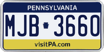 PA license plate MJB3660