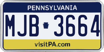 PA license plate MJB3664