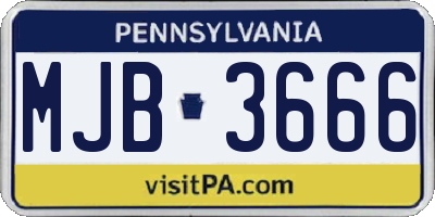 PA license plate MJB3666