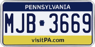 PA license plate MJB3669