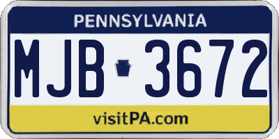 PA license plate MJB3672