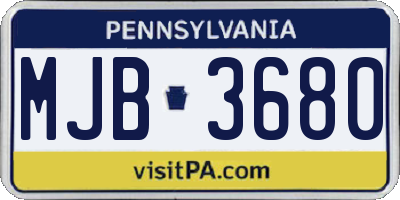 PA license plate MJB3680