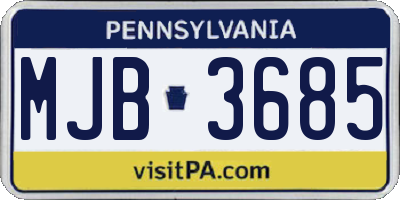PA license plate MJB3685
