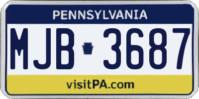 PA license plate MJB3687