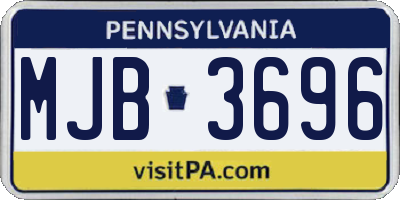 PA license plate MJB3696