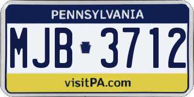 PA license plate MJB3712