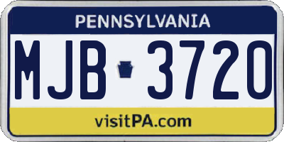 PA license plate MJB3720