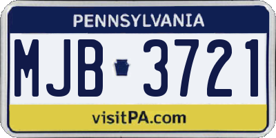 PA license plate MJB3721