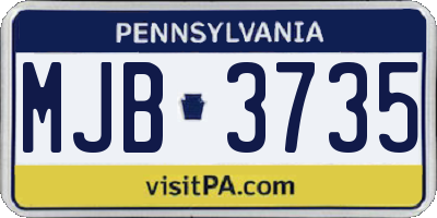 PA license plate MJB3735